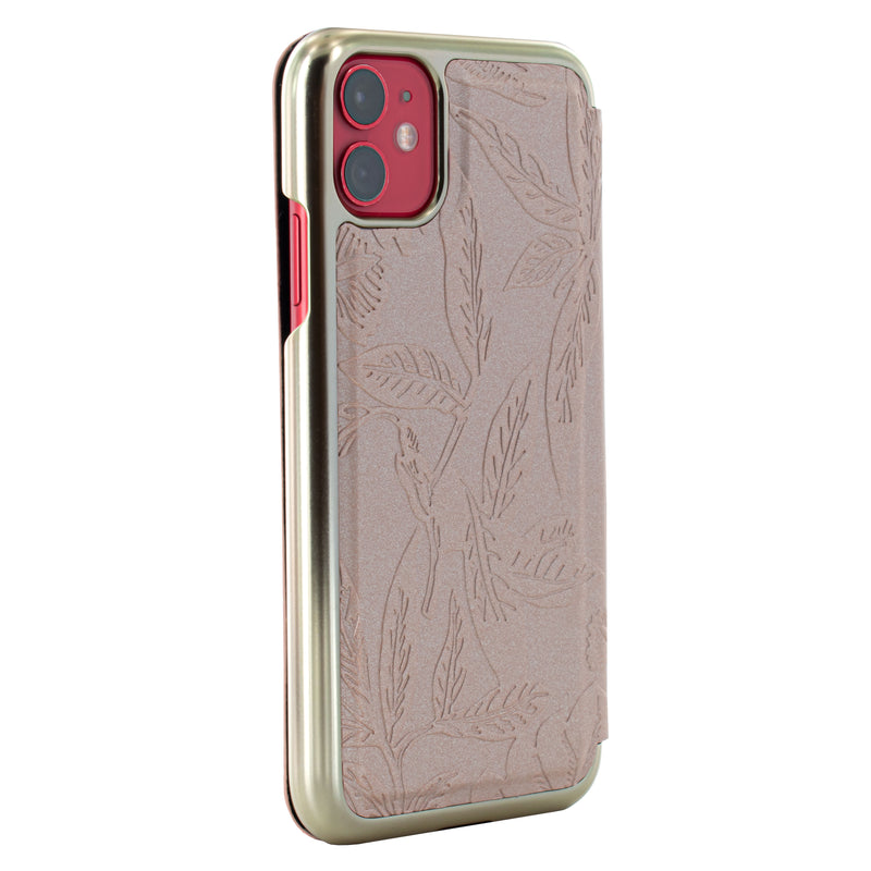 Ted Baker ABALONE Mirror Folio for iPhone 11 Debossed Flowers Rose Gold