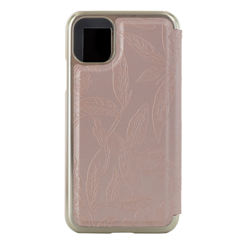 Ted Baker ABALONE Mirror Folio for iPhone 11 Debossed Flowers Rose Gold