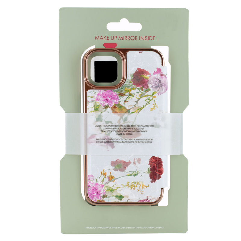 Ted Baker GWLADUS Mirror Folio for iPhone 12 Water Floral Grey Rose Gold