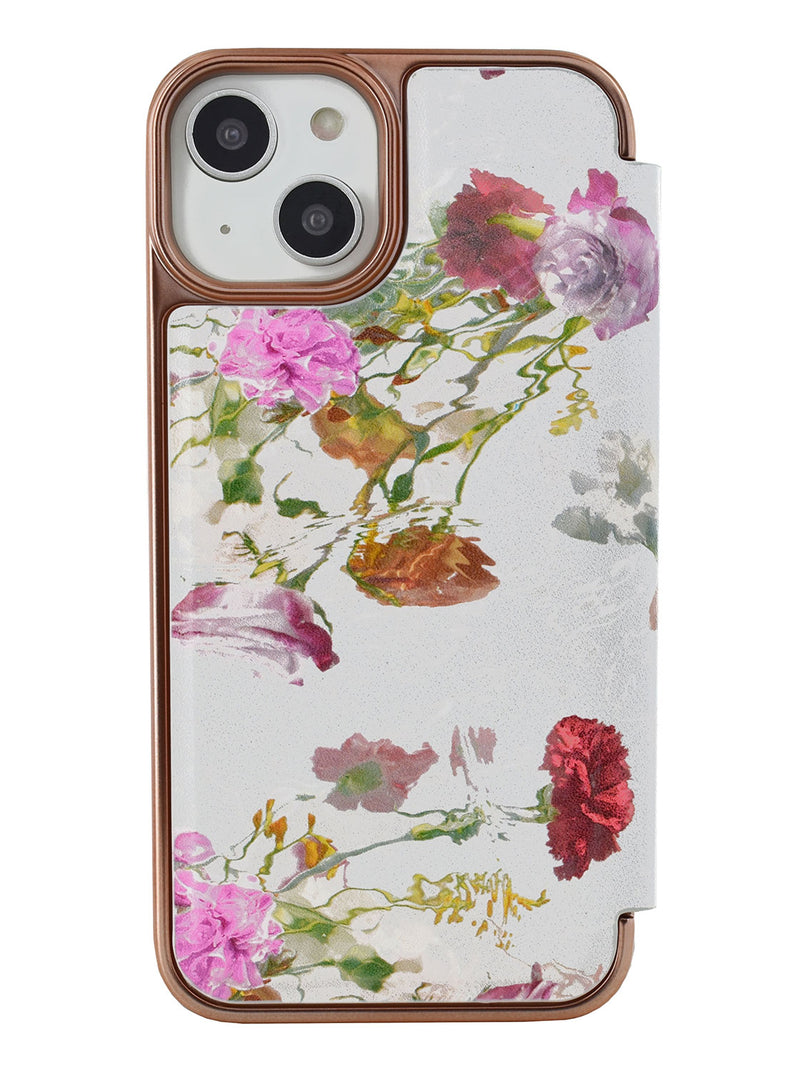 Ted Baker GWLADYS Mirror Folio for iPhone 14 Water Floral Grey Rose Gold