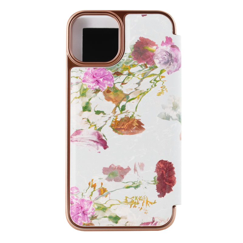 Ted Baker GWLADYS Mirror Folio for iPhone 14 Water Floral Grey Rose Gold