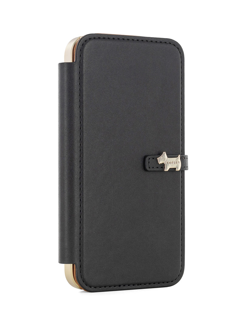 Radley Scotty Dog Embellished Book-style Flip Case for iPhone 12 with Four Card Slots - Black / Tan