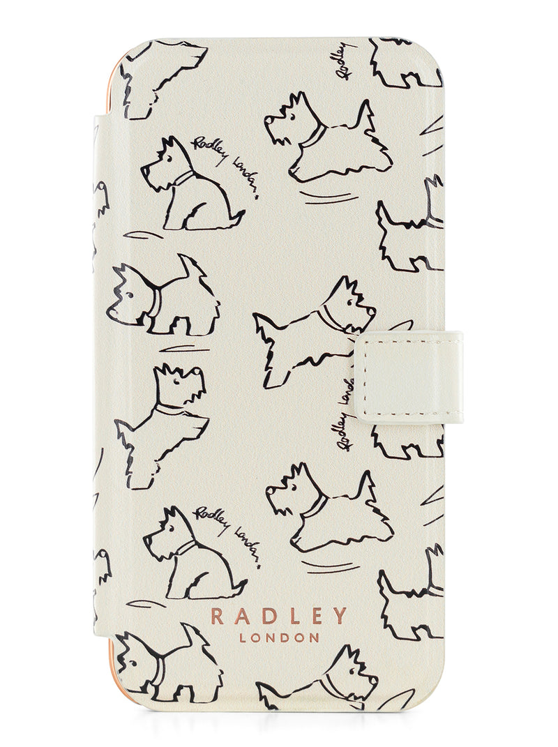 Radley Book-Style Flip Case for iPhone 14 Pro Max with Two Card Slots - Sketch Street / Chalk