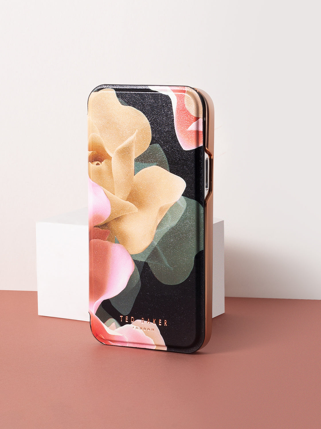 Ted Baker Mirror Folio Case for iPhone 14 Pro Max - Porcelain Rose (Black)